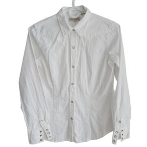 Stetson Women's Medium White Long Sleeve Western Top Pearl‎ Snap